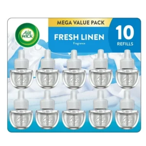 Air Wick Plug-In Scented Oil Air Freshener Warmer Refills, Fresh Linen, 10 Count